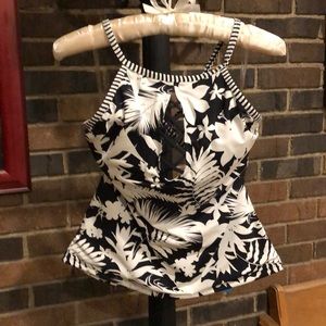 Bleu|Rod Beattie High Neck Lattice Tankini Top